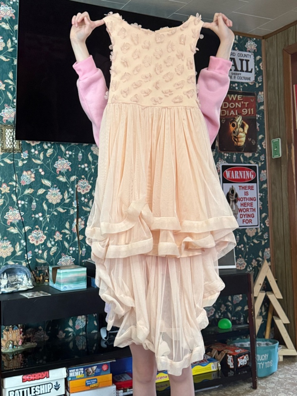 Speechless Girls Peach Ruffled Tulle High-Low Formal Dress